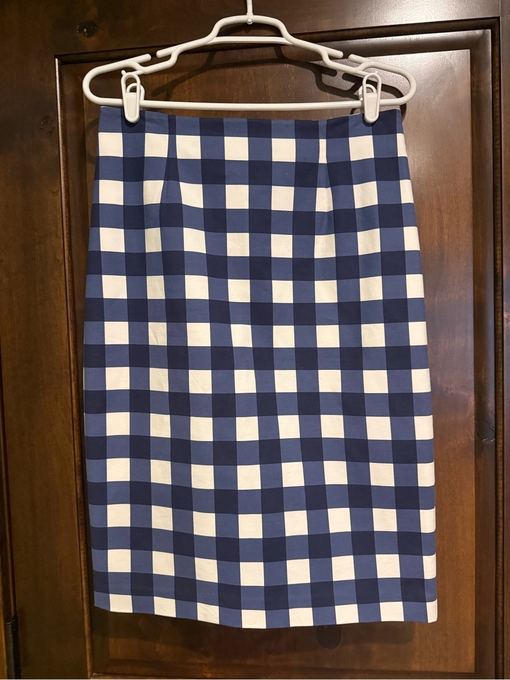 Boden Navy and White Gingham Pencil Skirt
